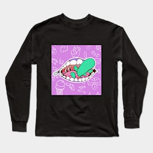 Dope taste of the mouth cartoon illustration Long Sleeve T-Shirt